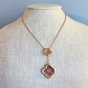 Jan Haedrich MY FLAT IN LONDON Necklace Gold Plated Crystal Lariat Dangle